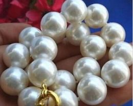 Collares DYY+++817 Collar de perlas de concha blanca del Mar del Sur, enorme, raro, 20mm, 18''