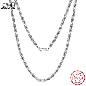 Colliers Effie Queen véritable 925 en argent Sterling italien diamant coupe corde chaîne collier pour femmes hommes 18K or torsion chaîne bijoux SC29