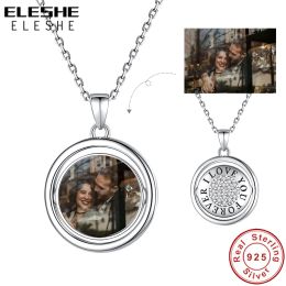 Colliers ELESHE 100% réel 925 STERLING Silver Photo personnalisés Je t'aime pour toujours