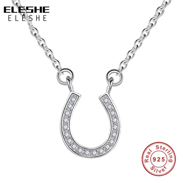 Collares ELESHE, nuevo collar con colgante de herradura de la suerte para mujer, joyería con pezuña de caballo, collar de circonia U, regalo para mujer