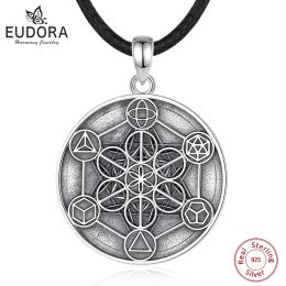 Kettingen Eudora 925 Sterling Zilver Angel Seal Aartsengel Metatron Kubus Ketting Heilige Geometrie Amulet Religieuze Spirituele Sieraden Cadeau