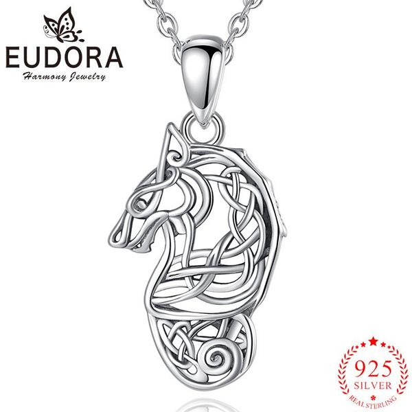 Colliers Eudora 925 Sterling Silver Celtic Wolf Collier Série Animale Guerrier Mode Vintage Pendentif Hommes Femmes Cadeaux De Fête