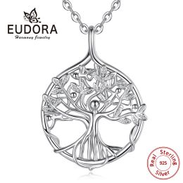 Colliers EUDORA argent Sterling arbre de vie pendentif argent arbre généalogique collier avec des gens heureux bijoux fins pour les femmes cadeau de fête D448