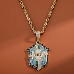 Colliers Style européen et américain haute qualité argent doré brésil glace Cravejado AAA + Zircon cubique collier pendentif bijoux pour cadeau