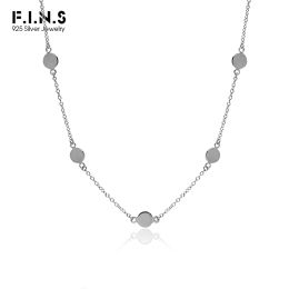 Colliers F.I.N.S minimaliste géométrique lisse disque rond réel S925 collier en argent sterling chaîne de clavicule classique empilé bijoux ras du cou