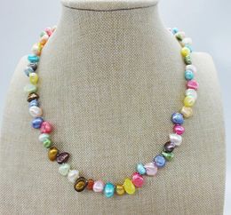 Colliers prix usine, 67MM classique, couleur mixte, collier de perles d'eau douce baroques naturelles, pour les mères meilleur cadeau 18"