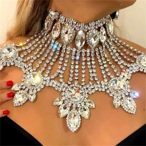 Colliers Fashion Crystal Bijoux Bridal For Women Rhingestone Geometric Choker Water Drop Chain Colliers Colliers Accessoires