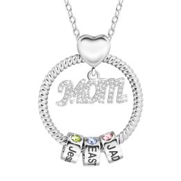 Colliers Fashion Crystal Mom Collier Personnalisé Noms Custom de naissance Perles de naissance