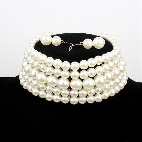 Colliers Fashion Chaîne multicouche Imitation Perle Choker Collier Femmes Bijoux Bijoux Bridedal Brides Brides Bijoux Banquet Party Collar