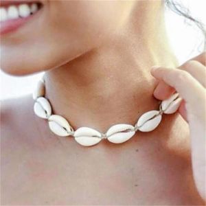 Collares de collar de concha natural para mujeres collar de collar de cuerda hecha a mano bohemia collar de cajas marinas