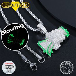 Collares Fashion Personalidad brillante Puño de dinero dólar Bag Collar Collar D Color VVS Moissanite S Sier Creativity Hip Hop Joyería