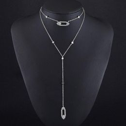 Colliers Mode argent couleur gland Long collier pour femmes clavicule pendentif raffiné élégant deux couches colliers Mujer cadeau Zk30