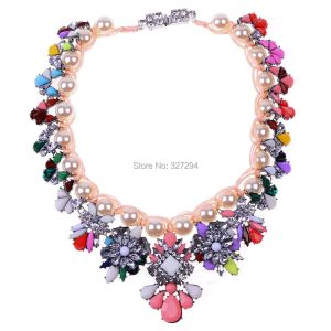 Collares Moda Mujer Moda Lujo Shourouk Cadena Collar Grueso Perla Resina Piedra Conjunto Para Fiesta Flor Elegante Collares Llamativos