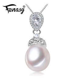 Colliers FENASY véritable collier de perles d'eau douce naturelles pour les femmes mode luxe 925 pendentif coeur en argent Sterling avec perle blanche