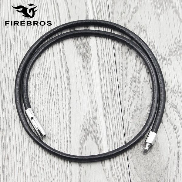 Collares Firebros Scoza de acero inoxidable Negro Negro de cuero genuino Cordón Cordón Diy Men Mujer Joyería Cabeza de cuello largo Cadena