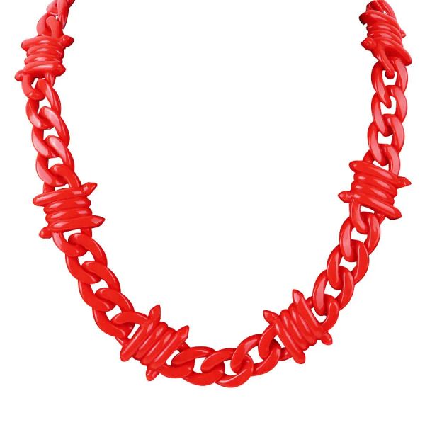 Colliers Fishsheep Red Acrylic Rambles Wire Thorns Spike Chain Collier For Man Women Punk Barbed Choker Collier Men's Jewelry 2022