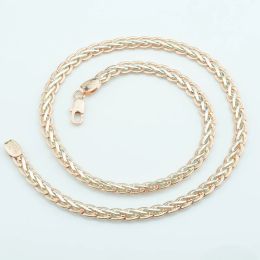 Colliers FJ 7 mm Largeur Men Femmes Unisexe Blanc Mélange 585 Rose Couleur de couleur Traité Chaînes de collier de blé Bijoux 50 cm