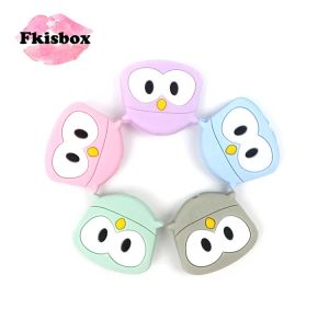 Collares FKISBOX 20 PC Silicona Mini Owl Teether Bead BPA Free Baby Dentitud Collar Joya Diy DIA Soft Navidad Accesorios