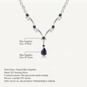 Colliers Gem's Ballet Luxury 5.61ct Natural Blue Blue Sapphire Gemstone Pendant Collier pour femmes 925 Bijoux vintage en argent sterling