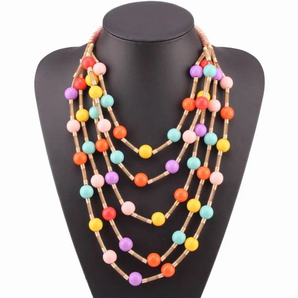 Collares Cadena de color dorado Declaración gruesa Gargantilla con colgante grande Collar de perlas hecho a mano para mujer Collar de moda de nuevo diseño