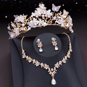 Colliers magnifiques Tiarfly Tiaras Bridal Jewelry Ensembles pour femmes Couronne Collier Choker Collier Mariage Costume Bijoux Accessoires