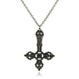 Collares góticos invertido punk cruzan colgante satánico collar para mujeres encanto negro accesorios de joyería al revés al por mayor