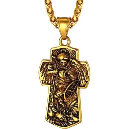 Colliers gpunk archange St. Michael Saint Saint Pendant Collier pour hommes / femmes Angel Guardian Protection Bijoux