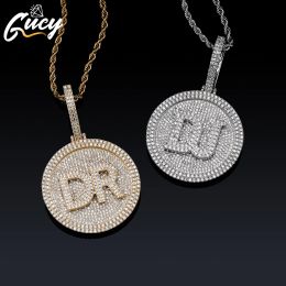 Colliers Gucy High Quality Round Nom Nom Lettre pendentif Iced Out Pendant Collier Micro Pave 5A Cumbic Zirconia Men Hip Hop Jewelry