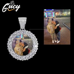 Colliers GUCY nouvelle photo personnalisée rondeur solide dos pendentif collier avec chaîne de tennis cubique zircon hommes hip hop bijoux