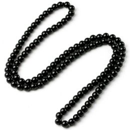 Colliers faits à la main Bright Black Onyx Natural Energy Perles de pierre nœud collier long pour hommes femmes chanceux Unisexe Jewelry Nouveaux arrivants