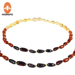 Collares HAOHUPO 5 nuevos diseños collar de dentición de ámbar para bebé joyería de ámbar báltico Natural barroco piedras naturales 3233cm regalos para bebés