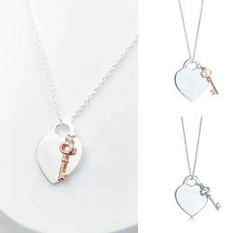 Collares Collar con colgante de corazón y llave para mujer Sier Sterling Jewelry Gifts Co Drop 220412