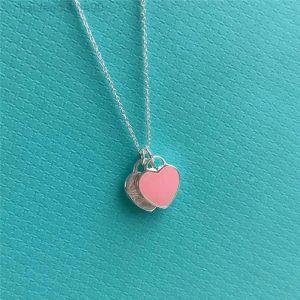 Colliers Collier pendentif coeur pour femme 3 couleurs luxe 925 argent tt chaînes femmes femmes fille cravate rose rouge amour bleu boîte bijoux 99