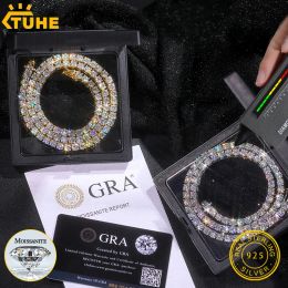 Collares Alta Cuota VVS1 Collar de tenis de moissanite S925 Collares de diamantes de plata esterlina para hombres Pases de diamantes de mujeres