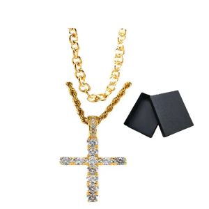 Kettingen Hip Hop Bling Iced Out Out Pendant Necklace 2 Layer Chains sieraden voor mannen vrouwen