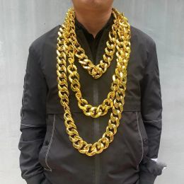 Colliers Hip Hop Gold Color Big Acrylic Chunky Chain Collier Men Punk Punk surdimensionné en plastique Chaîne de bijoux pour hommes Cadeaux