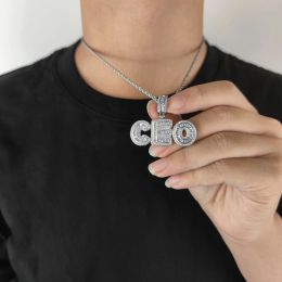 Colliers Hip Hop bijoux personnalité nom personnalisé cuivre avec Bling Zircon lettre pendentif colliers pour hommes