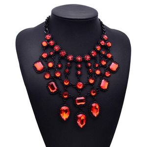 Kettingen Hot Koop Dames Sieraden Acessories Eenvoudige Mode 5 Kleuren Kunstmatige Kristallen Hangers Choker Ketting Voor Vrouwen Vintage