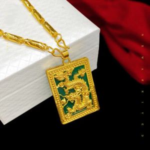 Colliers Hoyon 18K Gold Color Pendant pour collier Pure Luminal Jade Charms Collares Collares épaissis