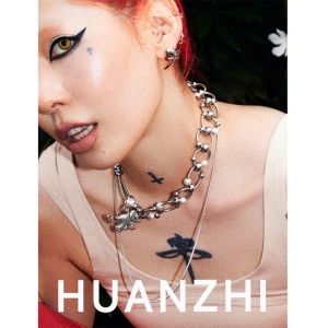 Colliers Huanzhi Y2K Collier de perle de couleur argent vintage
