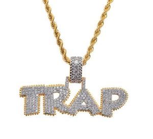 Kettingen Ice Out Out Chain Trap Design Letter Pendant Persoonlijkheidstrend Fashion Hip Hop Necklace9979010