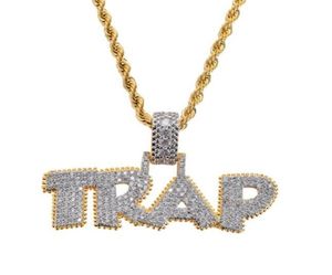 Kettingen Ice Out Chain Trap Ontwerp Brief Hanger Persoonlijkheid Trend Mode Hip Hop Ketting6930618