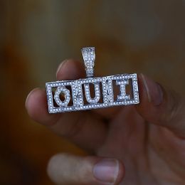 Kettingen Ice -outbox aangepaste naam vierkante letter hanger ketting chani goud kleur kubiek zirkon mannen vrouwen hiphop rock sieraden az letters