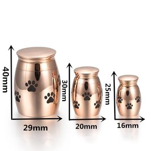 Kettingen IJU0001 Rose/Goud/Zwart Poot Graveren Huisdier Begrafenis Urn Hond/Kat Rvs Crematie Urn Memorial cremains As Urn Houder