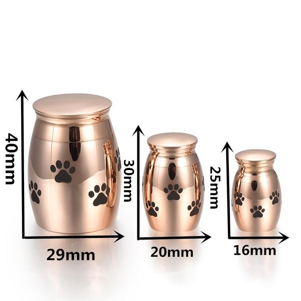 Colliers IJU0001 Rose/or/noir patte graver urne funéraire pour animaux de compagnie chien/chat en acier inoxydable urne de crémation mémorial Cremains cendres urne support