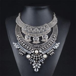 Colliers Indien Vintage plaqué argent déclaration collier ras du cou femmes bijoux Maxi grand col gros bavoir lourd gros collier 2023 nouveau ZA