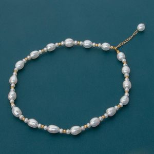 Colliers Collier de perles d'eau douce baroque en forme de vent fou, chaîne de clavicule de tempérament d'été, accessoires en argent 925, chaîne d'extension