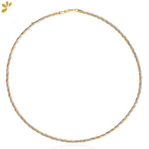 Collares Gargantilla italiana de Plata de Ley 925 de tres colores de 1,3mm chapada en oro con tejido de hilo, joyería fina, collar de regalo de moda para mujer