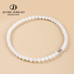 Kettingen JD 910mm Natuurlijke Tian Witte Jade Ronde Kralen Ketting Voor Vrouwen Mode Temperament Chinese Kralen Charm Gift Amulet Sieraden