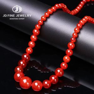 Colliers Jd Stone Natural Red Agate Tower Chain Collier Fonds Fashion Fashion Fabriqué Grade Round Round Strand Choker Collar Maxi Jewelry